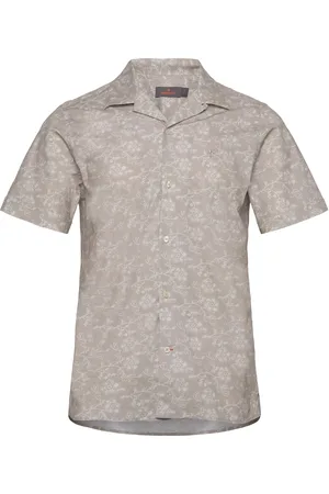 Morris Printed Short Sleeve Shirt Designers Shirts Short-sleeved Beige