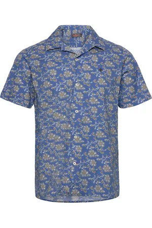 Morris Printed Short Sleeve Shirt Designers Shirts Short-sleeved Blue
