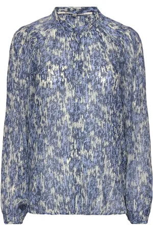 Second Female Manner Shirt Tops Blouses Long-sleeved Blue