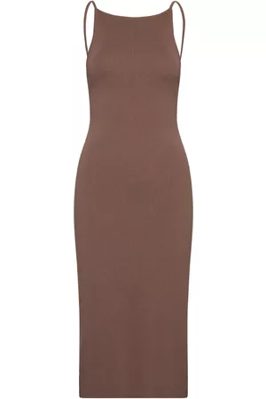 Gina Tricot Knitted Strap Dress Dresses Bodycon Dresses Brown