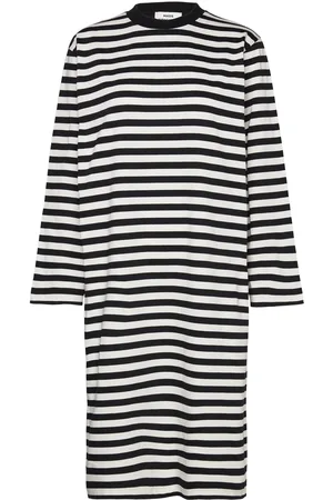 Mads Norgaard Heavy Single Stripe Nolly Dress Dresses T-shirt Dresses Black