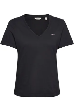 GANT Reg Shield Ss V-Neck T-Shirt Tops T-shirts & Tops Short-sleeved Black