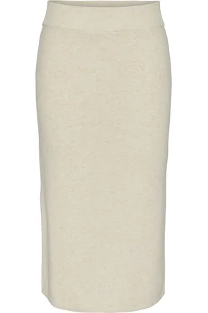 Y.A.S Assi Hw Midi Knit Skirt S. Noos Knælang Nederdel White
