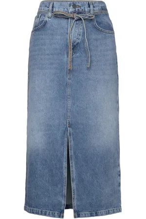 DAY Birger et Mikkelsen Ben - Blue Soft Denim Knælang Nederdel Blue