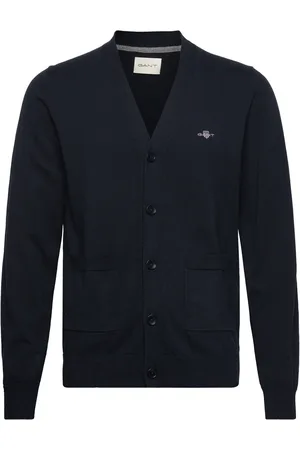 GANT Classic Cotton V-Cardigan Tops Knitwear Cardigans Navy