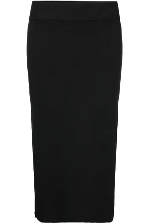Y.A.S Assi Hw Midi Knit Skirt S. Noos Knælang Nederdel Black
