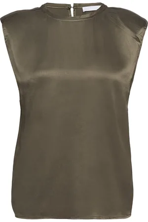 2nd Day 2Nd Cornish Tt - Satin Ease Tops Blouses Sleeveless Khaki Green