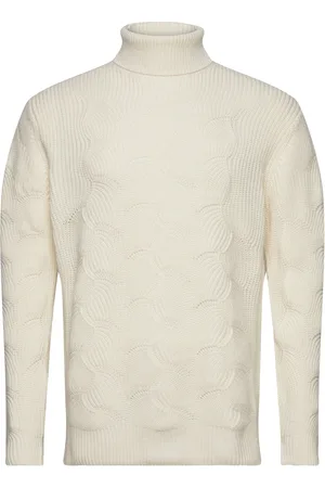 Matinique Maroll Pattern Heritage Tops Knitwear Turtlenecks White