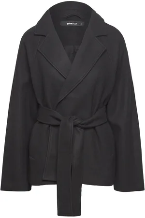 Gina Tricot Belted Short Coat Uldjakke Jakke Black