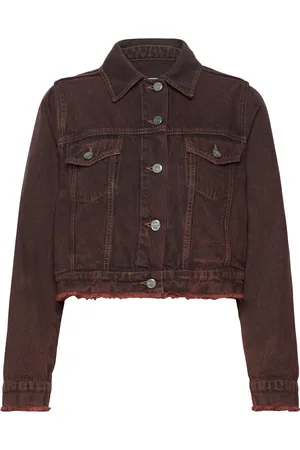 Ganni Overdyed Bleach Denim Jakke Denimjakke Brown