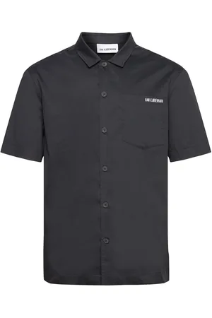 HAN Kjøbenhavn Logo Camp-Collar Shirt Designers Shirts Short-sleeved Black