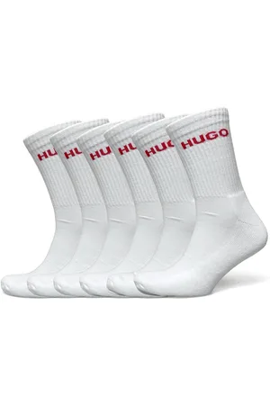 HUGO BOSS 6P Qs Rib Logo Cc Underwear Socks Regular Socks White