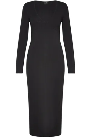 Gina Tricot Maxi Rib Dress Maxikjole Festkjole Black