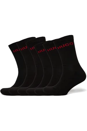 HUGO BOSS 6P Qs Rib Logo Cc Underwear Socks Regular Socks Black