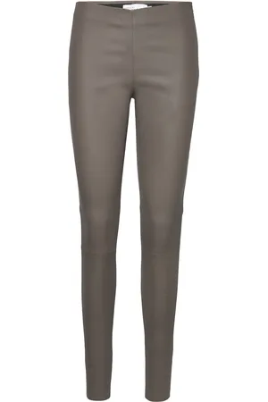 Karen by Simonsen Memekb Leather Pants Bottoms Trousers Leather Leggings-Bukser Grey