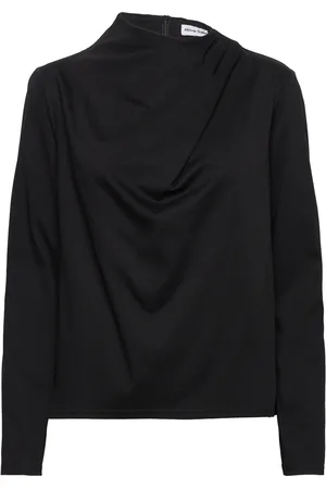 Ahlvar Gallery Jade Jersey Blouse Tops Blouses Long-sleeved Black