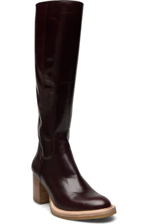 ANGULUS Bootie - Block Heel - With Zippe Lange Støvler Brown