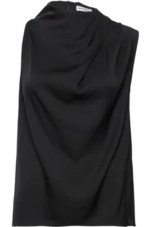 Ahlvar Gallery Lima Silk Tank Tops Blouses Sleeveless Black