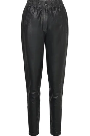 DEPECHE Pants Bottoms Trousers Leather Leggings-Bukser Black