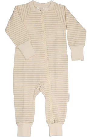 Geggamoja Two Way Zip - Pyjamas Classic Pyjamas Sie Jumpsuit Beige