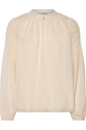 Dante 6 D6Aubrey Smocked Blouse Tops Blouses Long-sleeved Cream