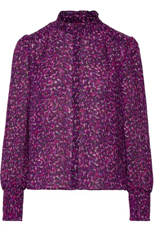 Dante 6 D6Moiré Printed Blouse Tops Blouses Long-sleeved Purple