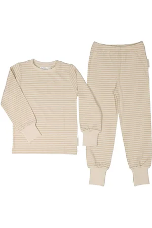 Geggamoja Two Pcs Pyjamas Classic Pyjamassæt Beige