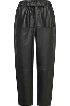 DEPECHE Pants Bottoms Trousers Leather Leggings-Bukser Black