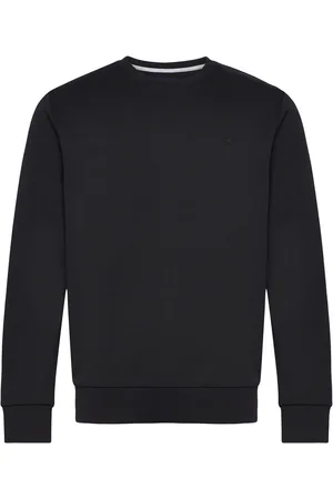 Hackett Double Knit Crew Tops Sweatshirts & Hoodies Sweatshirts Black