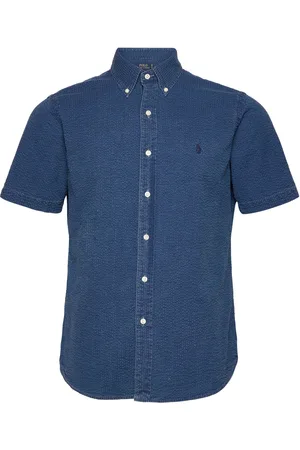 Ralph Lauren Custom Fit Seersucker Shirt Tops Shirts Short-sleeved Blue