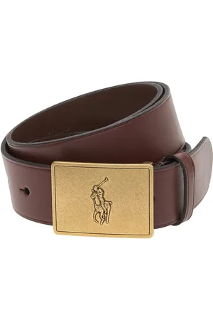 Ralph Lauren Pony Plaque Leather Belt Accessories Belts Classic Belts Brown