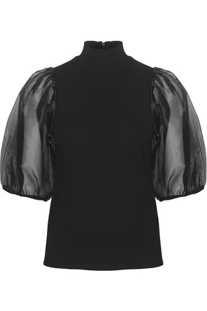 Gestuz Mistgz Turtleneck Tops Blouses Short-sleeved Black