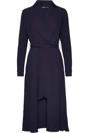 Ralph Lauren Long-Sleeve Georgette Midi Dress Designers Knee-length & Midi Navy