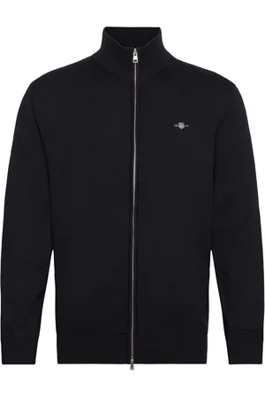 GANT Casual Cotton Zip Cardigan Tops Knitwear Full Zip Jumpers Black