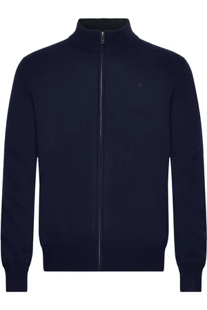 Hackett Lambswool Fzip Tops Knitwear Full Zip Jumpers Navy