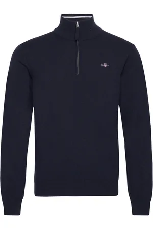 GANT Superfine Lambswool Half Zip Tops Knitwear Half Zip Jumpers Navy