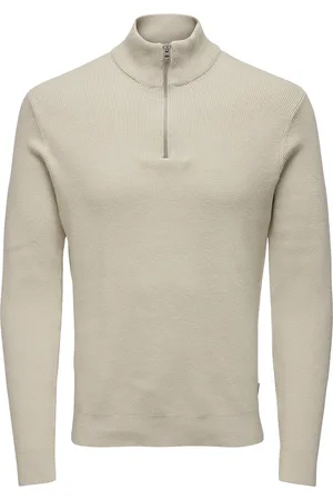 Only & Sons Onsphil Reg 12 Struc Half Zip Knit Noos Tops Knitwear Half Zip Jumpers Cream