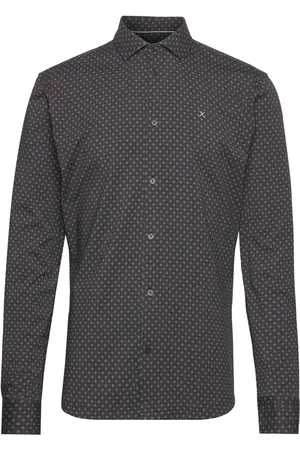 Clean Cut Clean Formal Aop Stretch Shirt Ls Tops Shirts Casual Grey