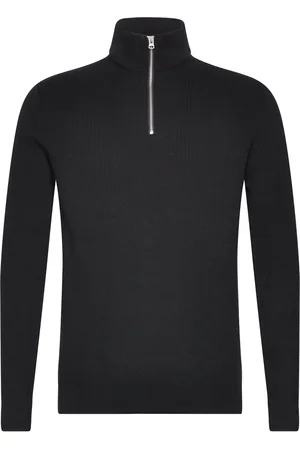Only & Sons Onsphil Reg 12 Struc Half Zip Knit Noos Tops Knitwear Half Zip Jumpers Black