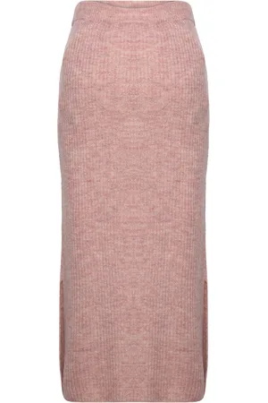 Mama;licious Mlisla Knit Midi Skirt Hw Knælang Nederdel Pink