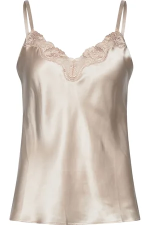 Lady Avenue Pure Silk - Camisole W.lace Top Cream