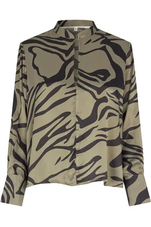Second Female Zebra Blouse Tops Blouses Long-sleeved Green