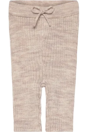 Copenhagen Colors Merino Classic Rib Leggings W. Drawstrings Bottoms Leggings Beige