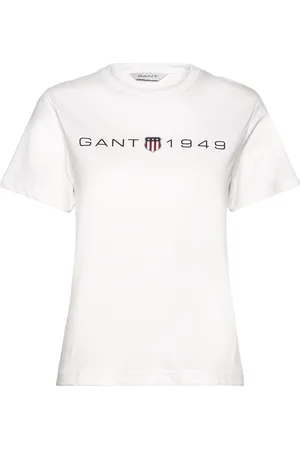 GANT Reg Printed Graphic T-Shirt Tops T-shirts & Tops Short-sleeved White