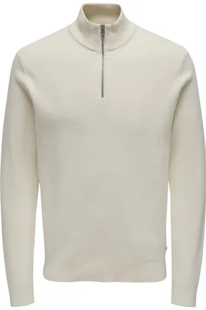 Only & Sons Onsphil Reg 12 Struc Half Zip Knit Noos Tops Knitwear Half Zip Jumpers Cream