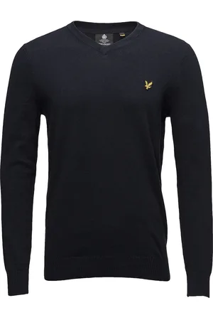 Lyle & Scott Cotton Merino V Neck Jumper Tops Knitwear V-necks Navy