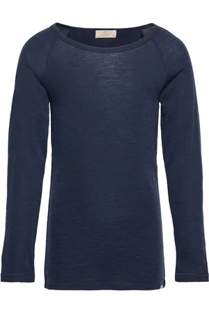 Copenhagen Colors Merino Light Knitted T-Shirt Ls Tops T-shirts Long-sleeved T-Skjorte Navy