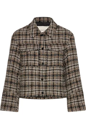 GANT Checked Tweed Blazer Jacket Blazers BouclÉ Blazers Black