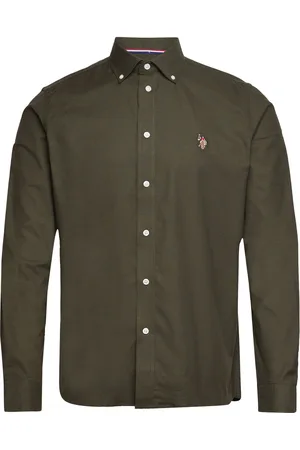 U.S. Polo Assn. Uspa Shirt Flex Calvert Men Tops Shirts Casual Khaki Green