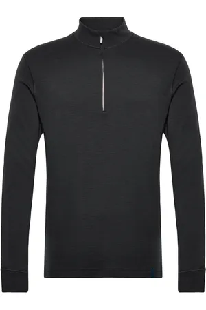 Panos Emporio Wool/Bamboo Half Zip Sweater Tops Knitwear Half Zip Jumpers Black